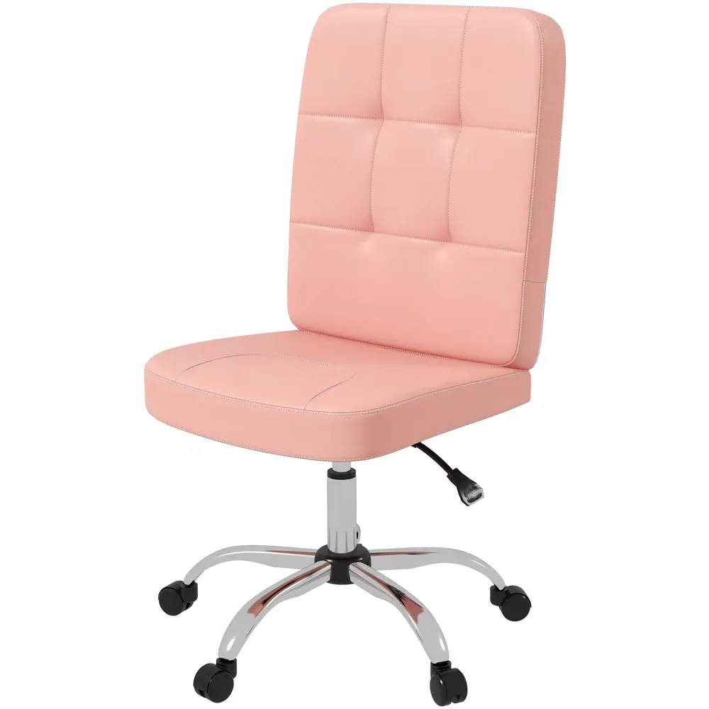 Office Chair with Adjustable Height - Pink, Faux Leather