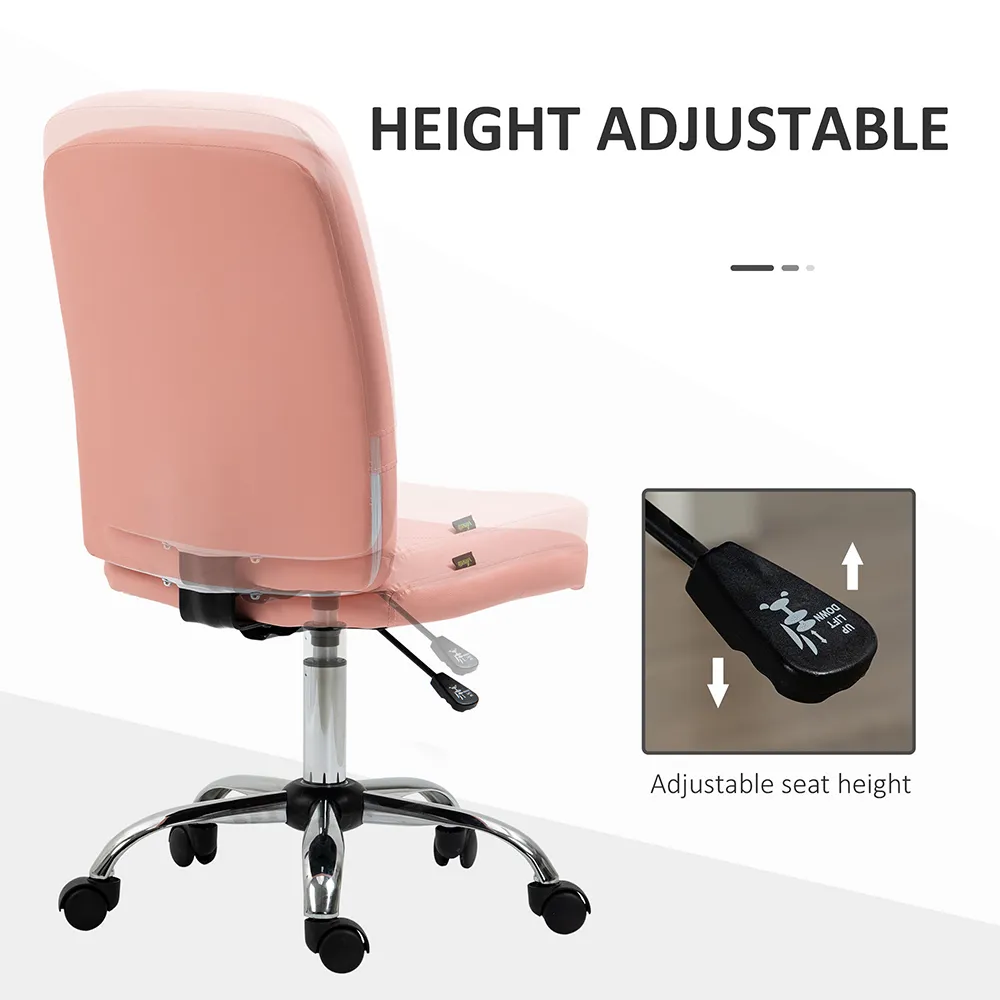 Office Chair with Adjustable Height - Pink, Faux Leather