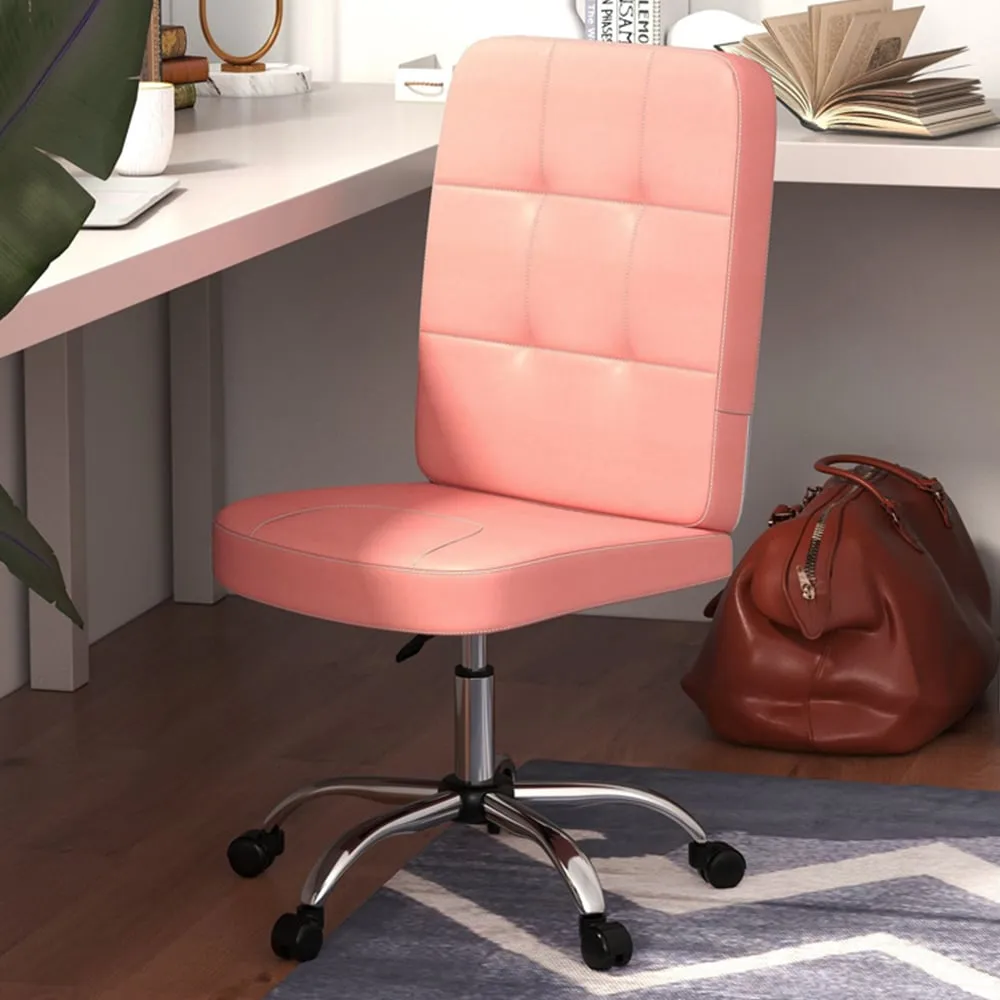 Office Chair with Adjustable Height - Pink, Faux Leather image