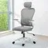 Office Chair with Headrest and Lumbar Support - Grey, Mesh