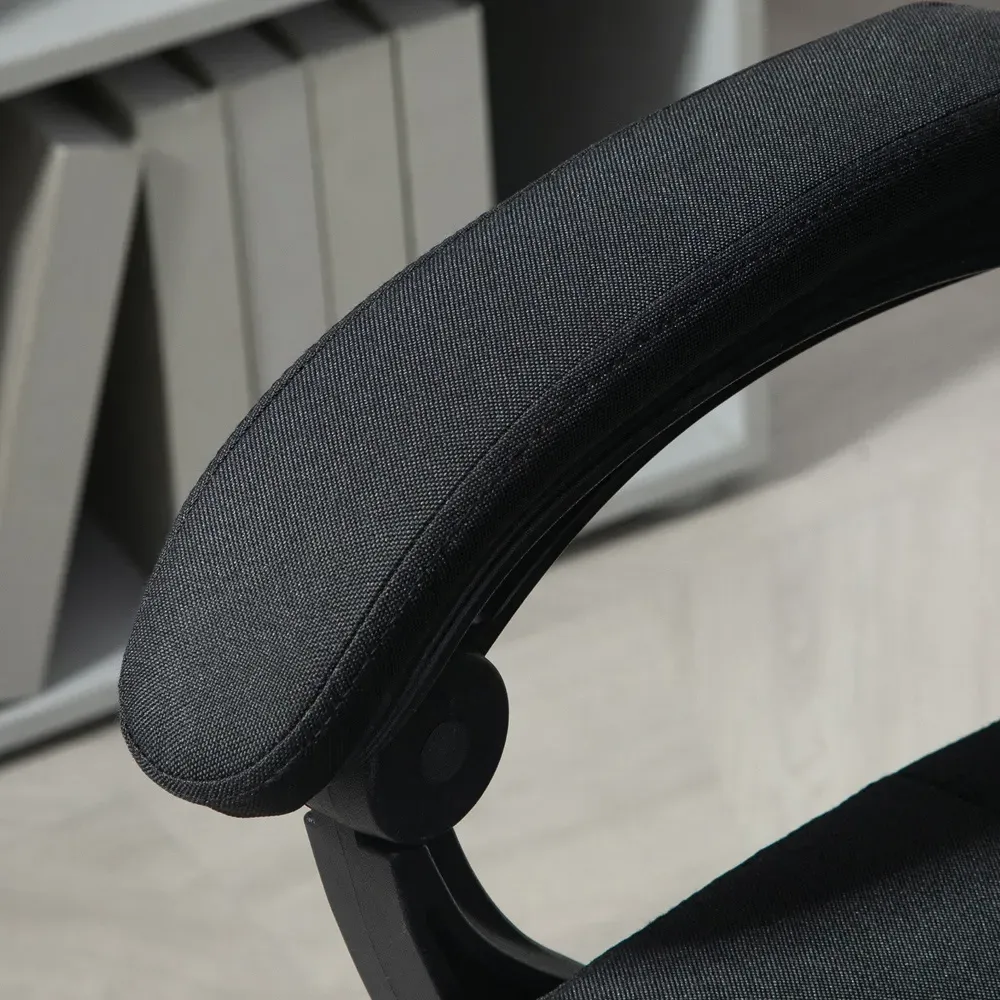 Office Chair with Wheels and Footrest - Black