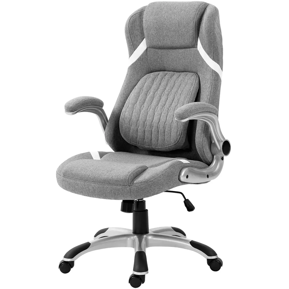 Office Desk Chair with Adjustable Height - Grey, Fabric