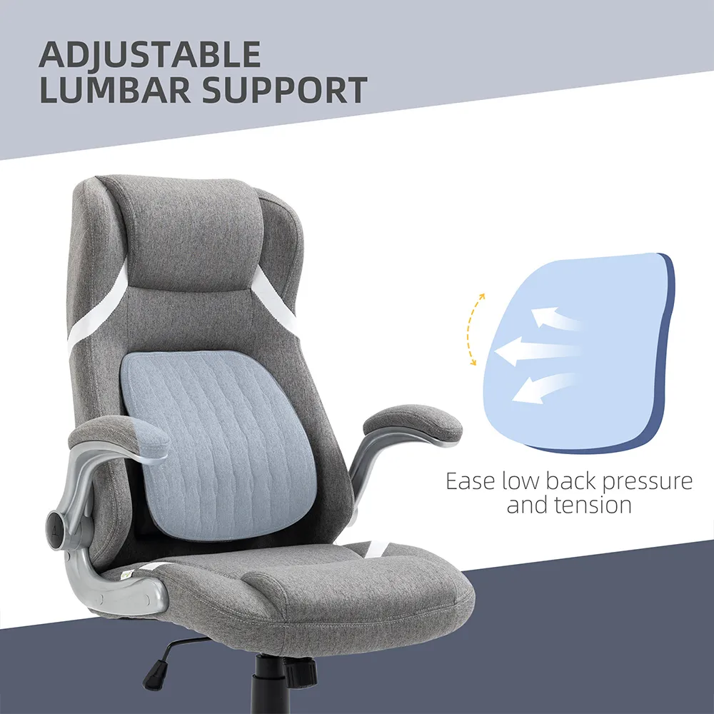 Office Desk Chair with Adjustable Height - Grey, Fabric