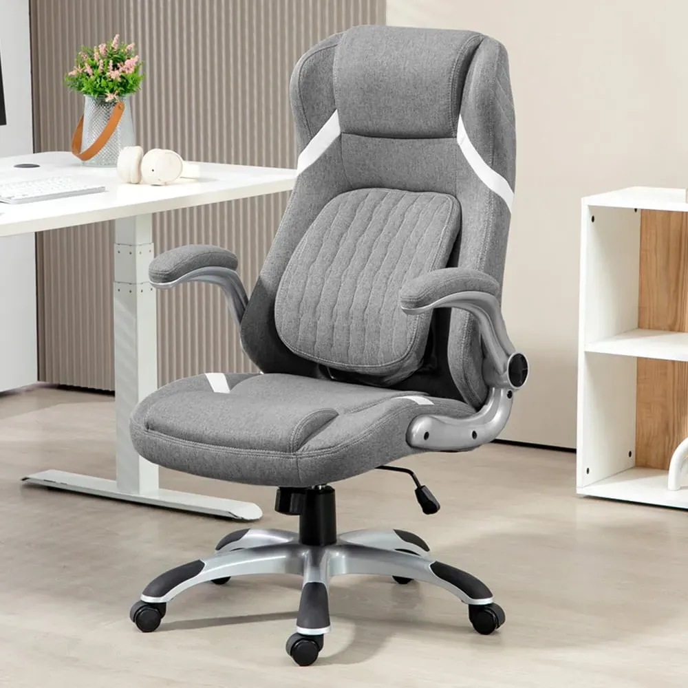 Office Desk Chair with Adjustable Height - Grey, Fabric