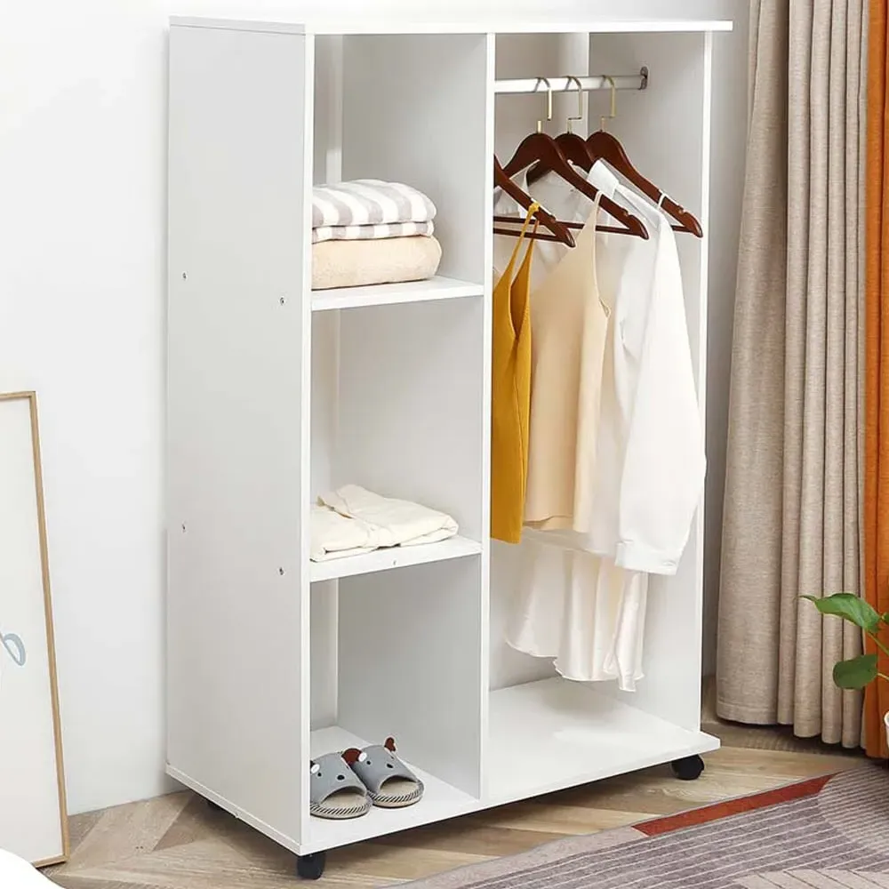 Open Wardrobe with Storage - White