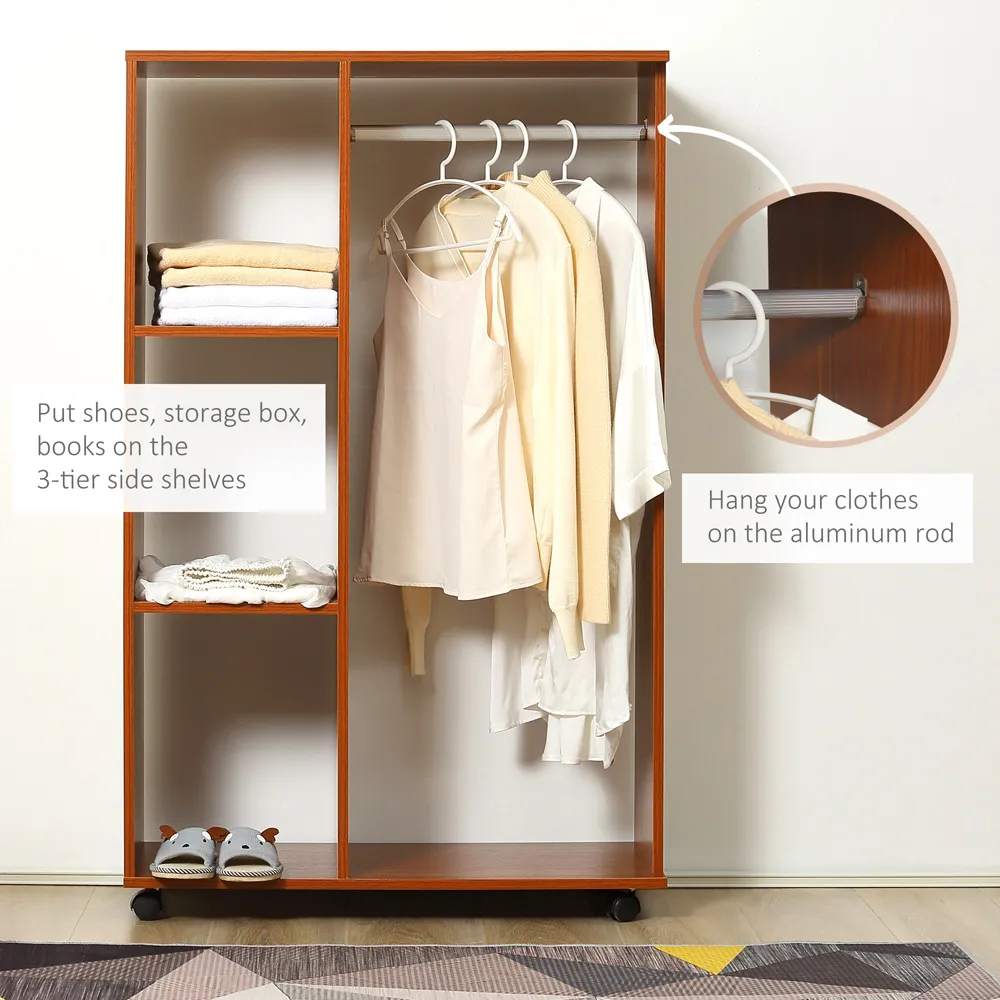Open Wardrobe with Wheels - Brown, Walnut