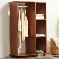 Open Wardrobe with Wheels - Brown, Walnut