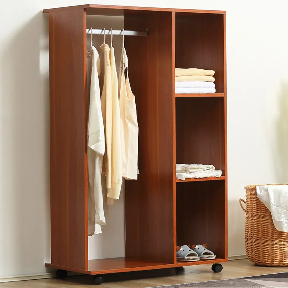 Open Wardrobe with Wheels - Brown, Walnut
