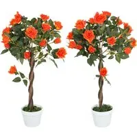 Orange Rose Artificial Tree in Pot 90cm 2 Pack