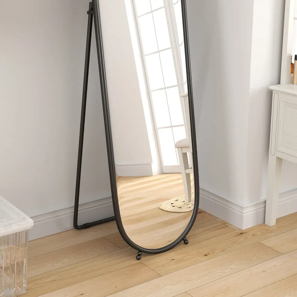 Oval Full Length Mirror - Black, Metal