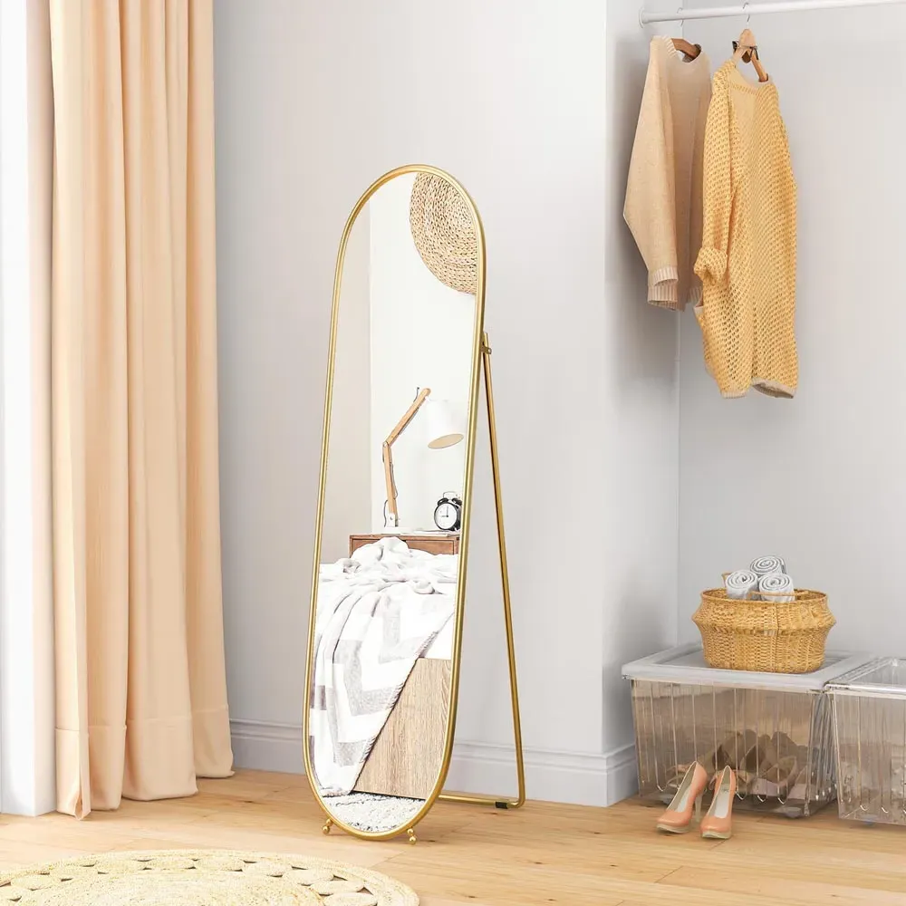 Oval Full Length Mirror - Gold, Metal