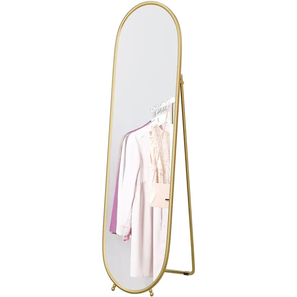 Oval Full Length Mirror - Gold, Metal