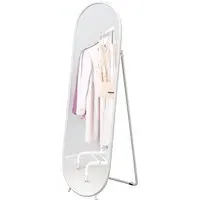 Oval Full Length Mirror with Stand - White