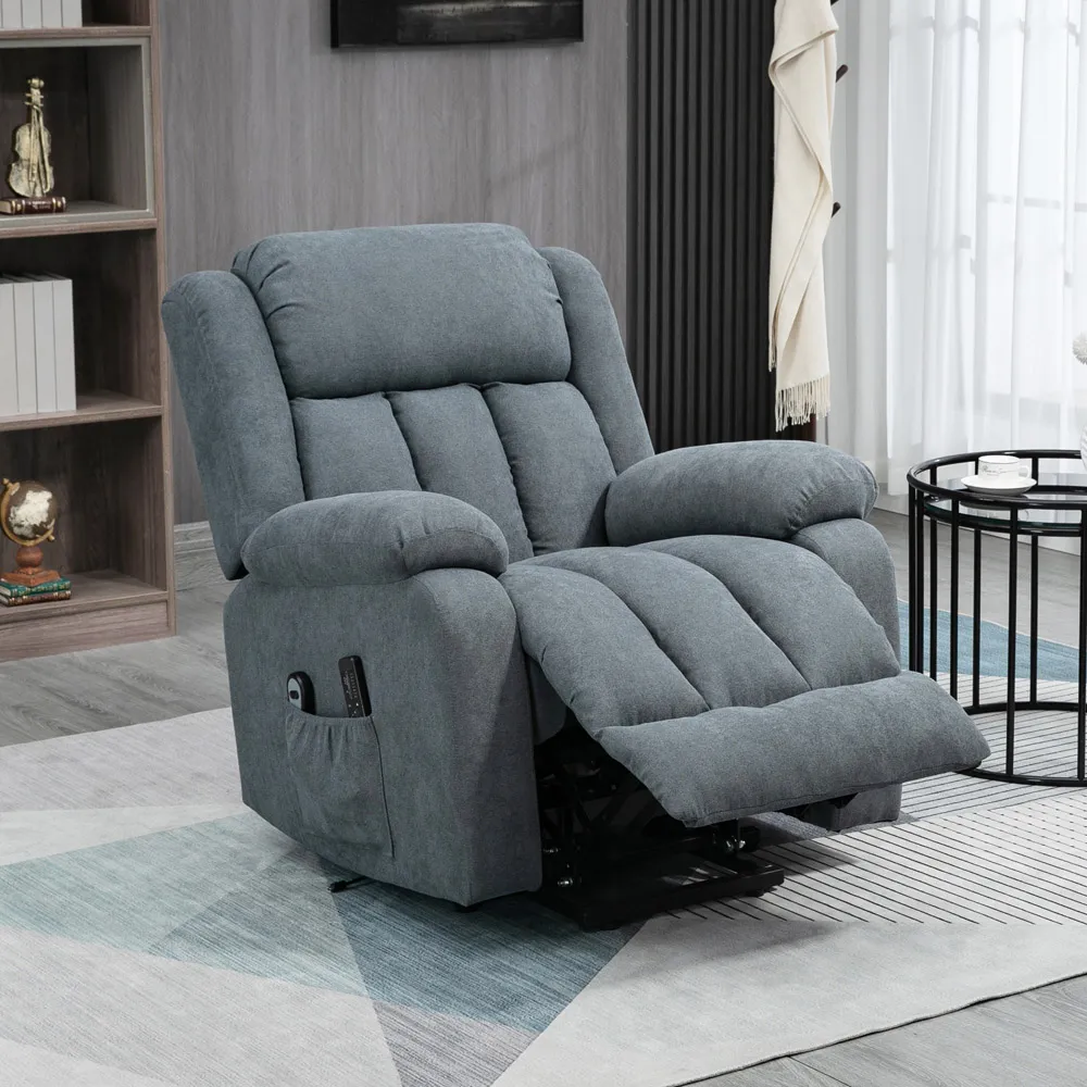 Oversized Recliner Chair with Remote Control - Grey