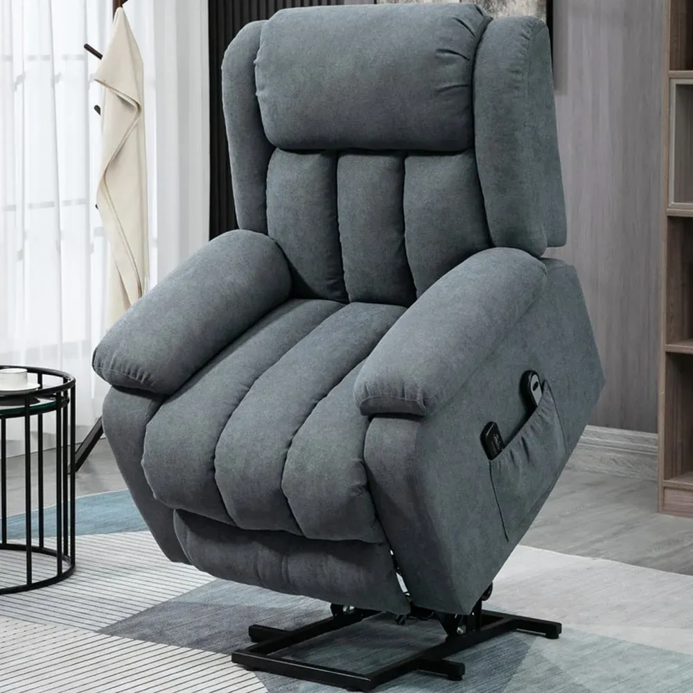 Oversized Recliner Chair with Remote Control - Grey