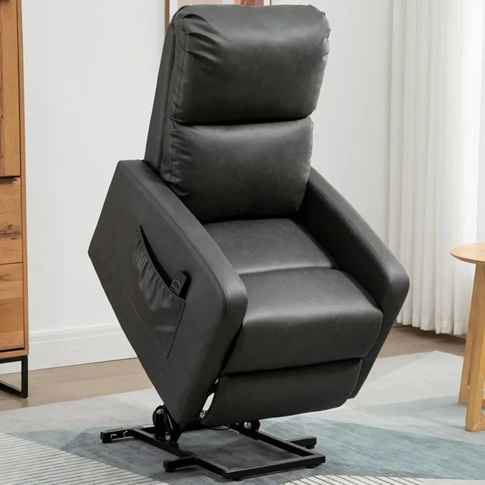 Oversized Riser Recliner Chair with Remote - Charcoal Grey, Faux Leather image