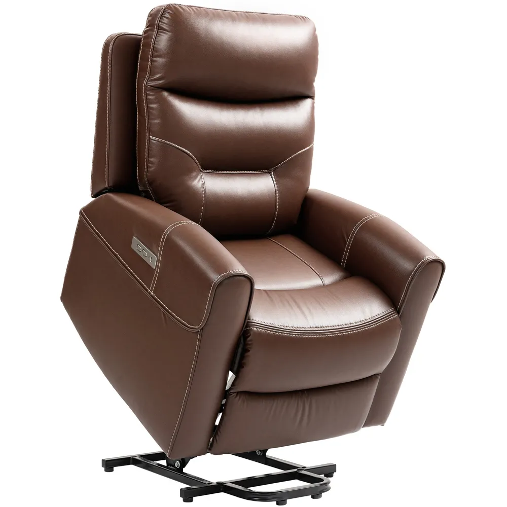 Overstuffed Riser Recliner Chair with USB Ports - Brown