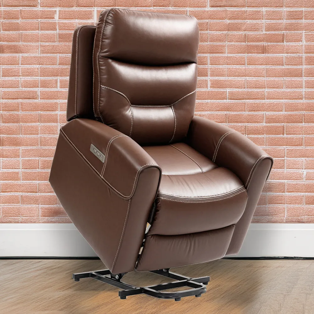 Overstuffed Riser Recliner Chair with USB Ports - Brown image