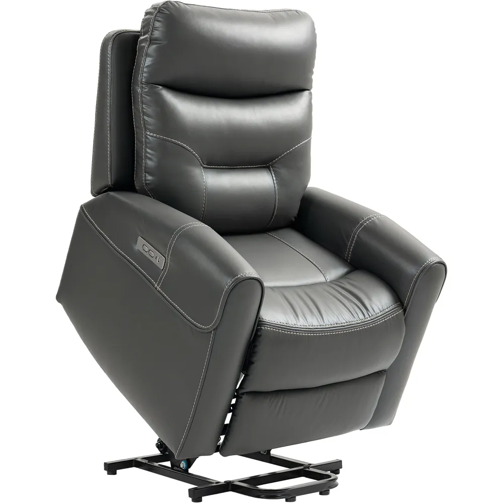 Overstuffed Riser Recliner Chair with USB Ports - Grey