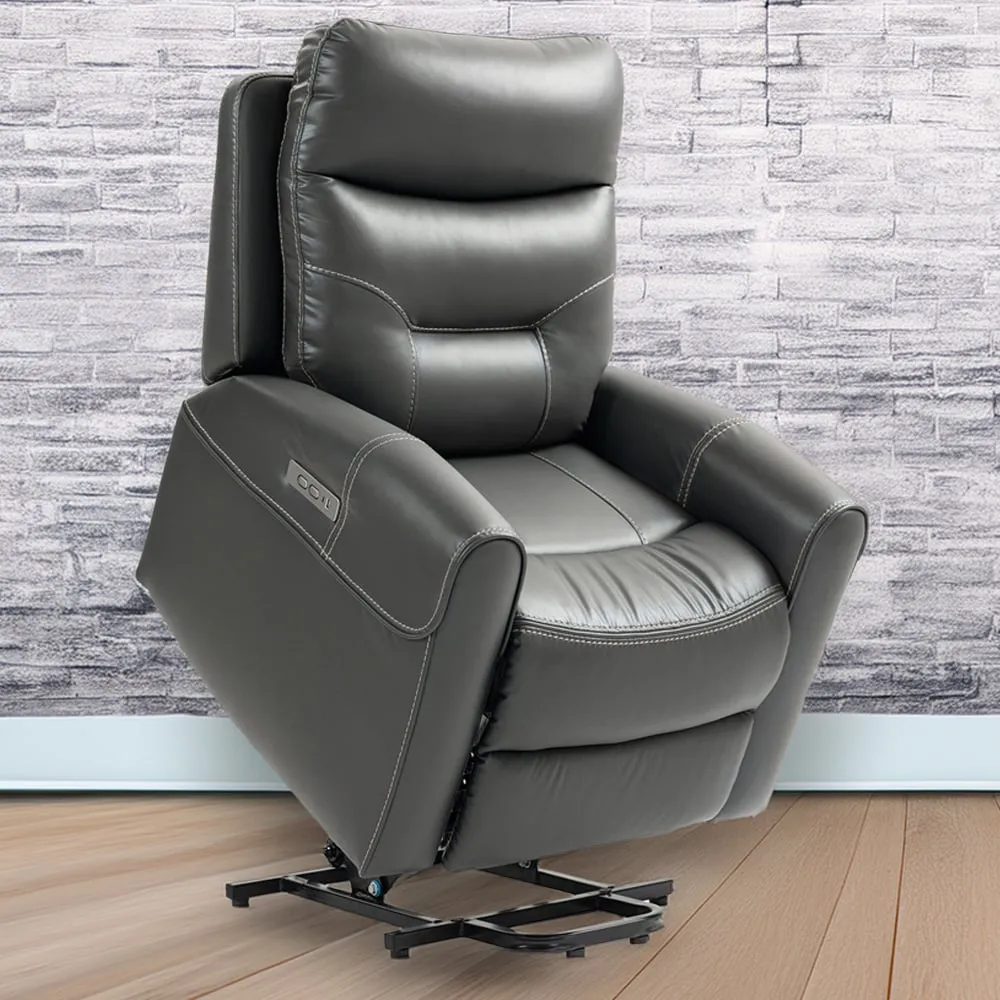 Overstuffed Riser Recliner Chair with USB Ports - Grey