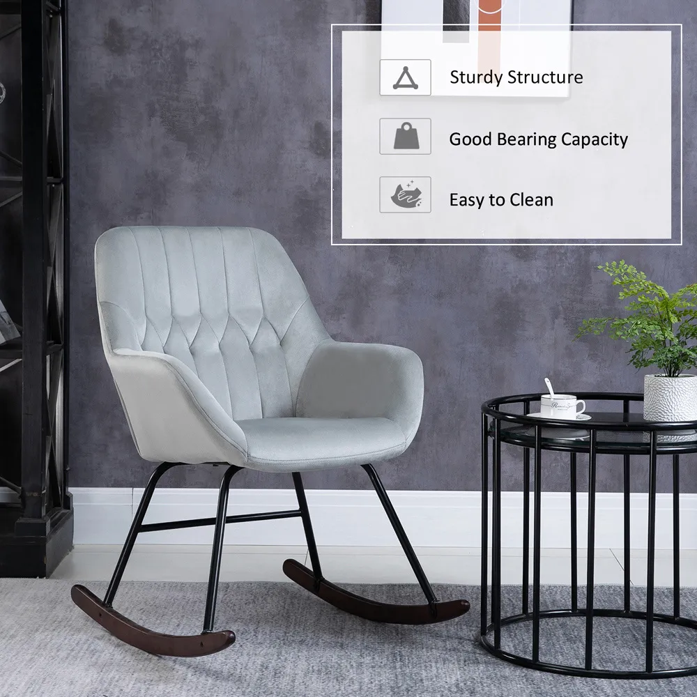 Plush Rocking Chair - Grey, Steel