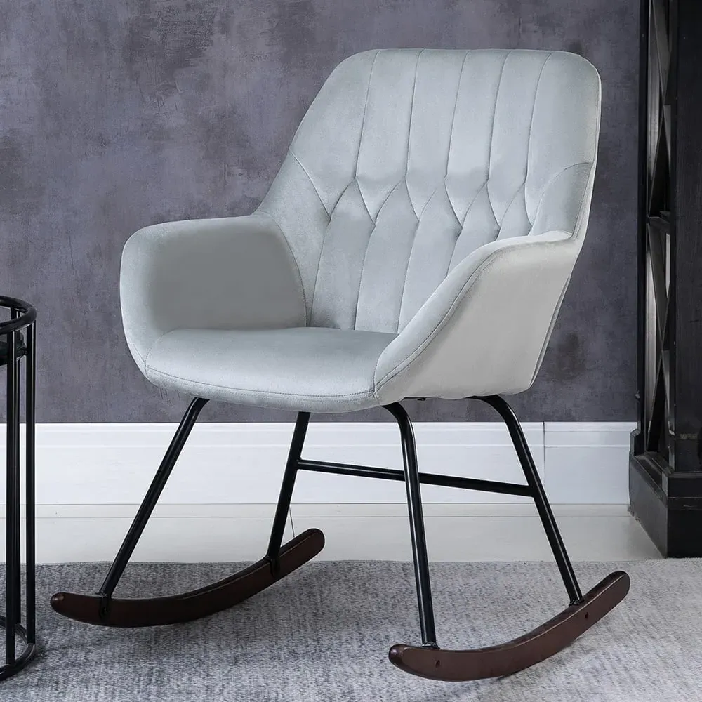 Plush Rocking Chair - Grey, Steel image