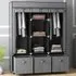 Portable Fabric Wardrobe with Drawers - Dark Grey