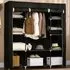 Portable Fabric Wardrobe with Shelves - Black