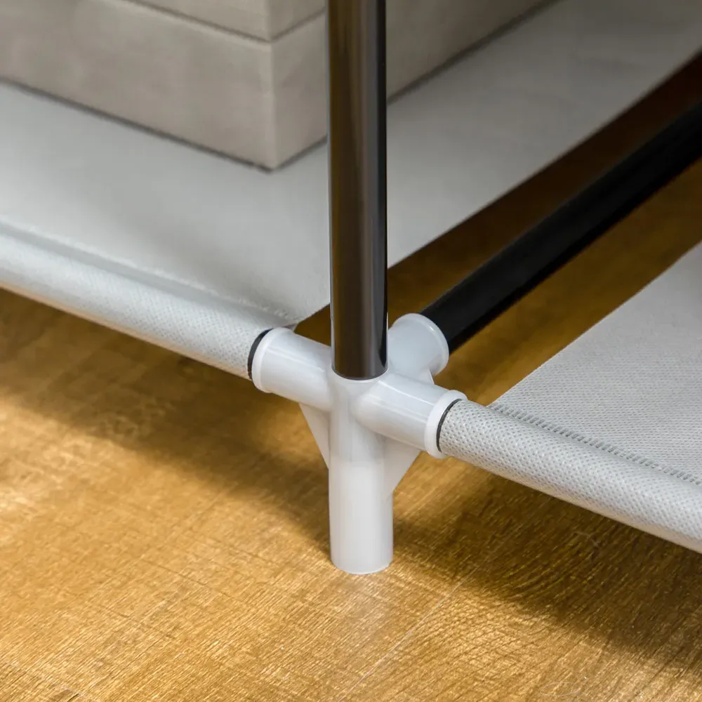 Portable Fabric Wardrobe with Shelves - Light Grey