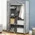 Portable Fabric Wardrobe with Shelves - Light Grey