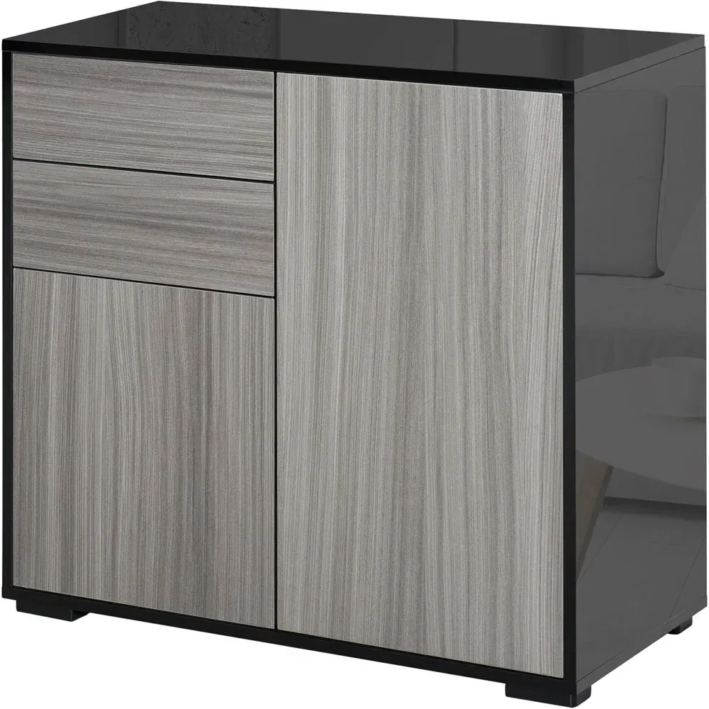 Portland 2 Door 2 Drawer Cabinet - Grey, Black