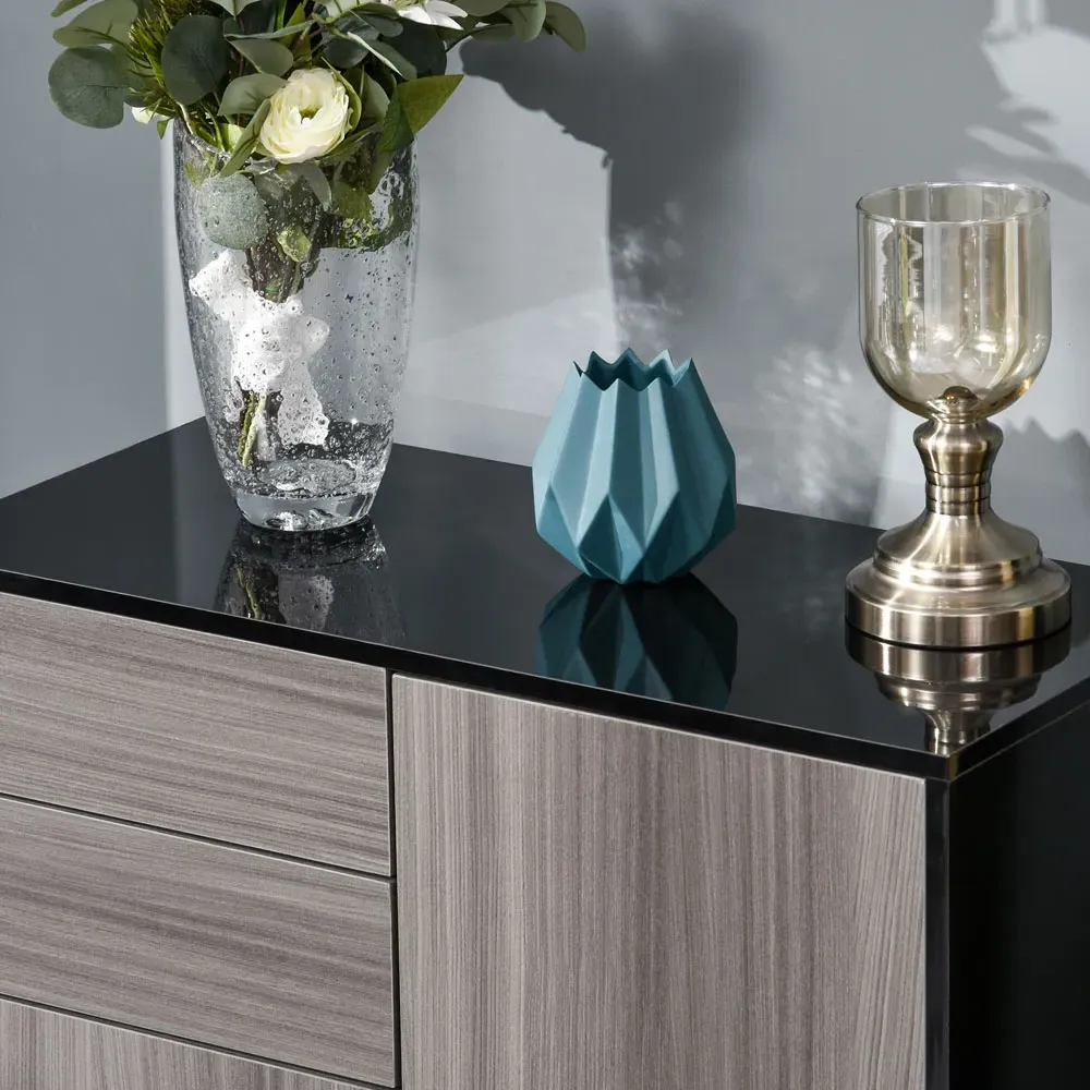 Portland 2 Door 2 Drawer Cabinet - Grey, Black