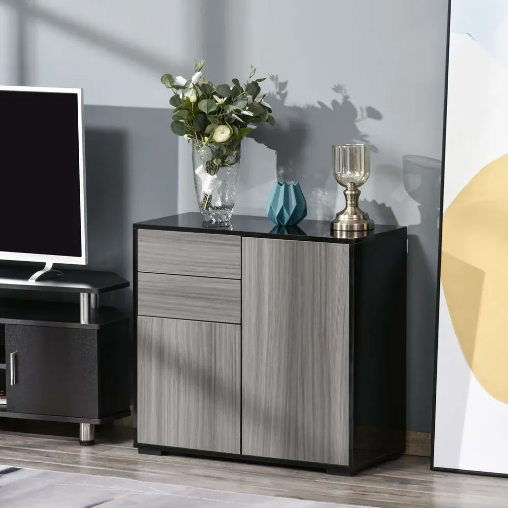 Portland 2 Door 2 Drawer Cabinet - Grey, Black