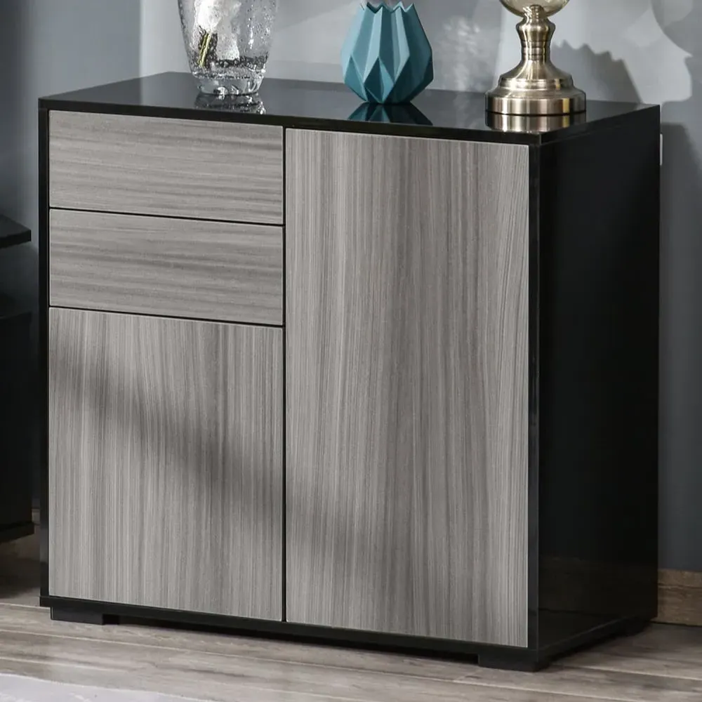 Portland 2 Door 2 Drawer Cabinet - Grey, Black image