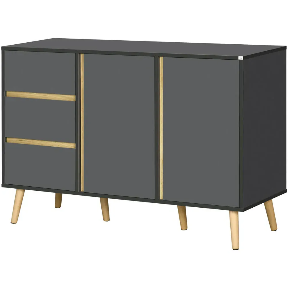 Portland 2 Door 3 Drawer Kitchen Sideboard - Dark Grey