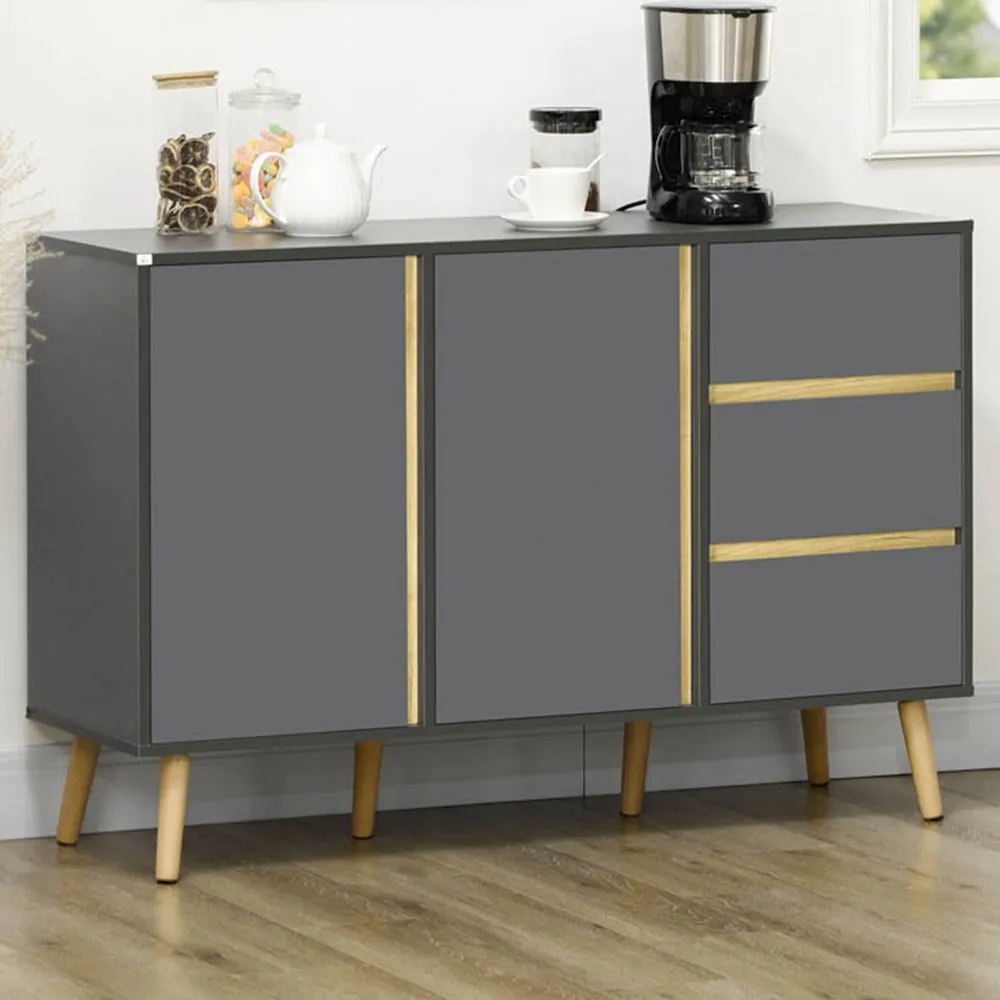 Portland 2 Door 3 Drawer Kitchen Sideboard - Dark Grey image