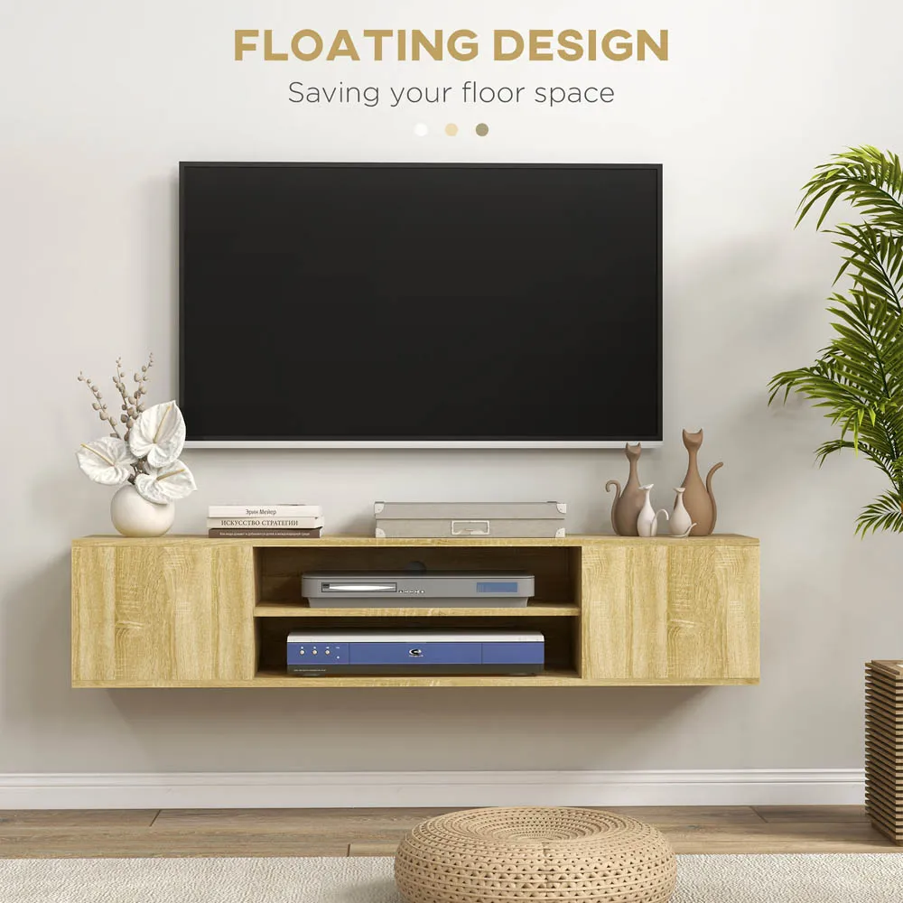 Portland 2 Door Floating TV Unit - Brown