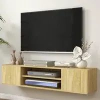 Portland 2 Door Floating TV Unit - Brown