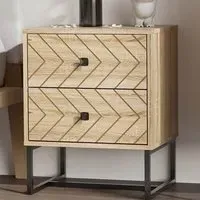 Portland 2 Drawer Zig Zag Bedside Table - Brown, Melamine