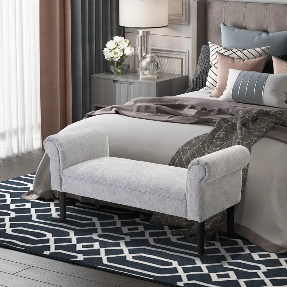 Portland 2-Seater Bed End Sofa - Light Grey, Linen