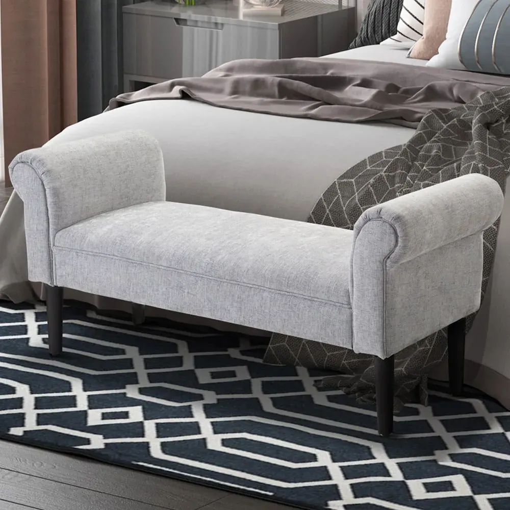 Portland 2-Seater Bed End Sofa - Light Grey, Linen image