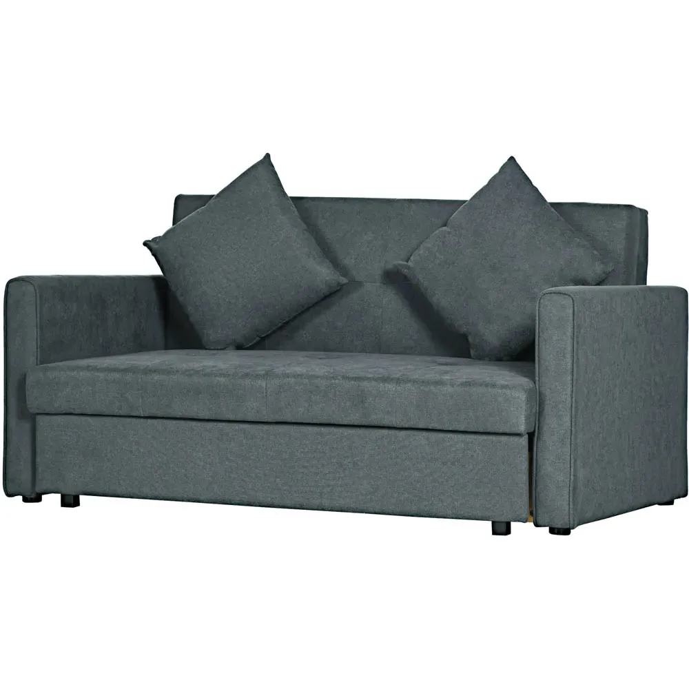 Portland 2-Seater Convertible Sofa Bed with Storage - Grey, Cotton