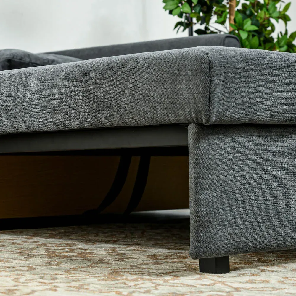 Portland 2-Seater Convertible Sofa Bed with Storage - Grey, Cotton