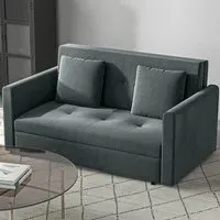 Portland 2-Seater Convertible Sofa Bed with Storage - Grey, Cotton