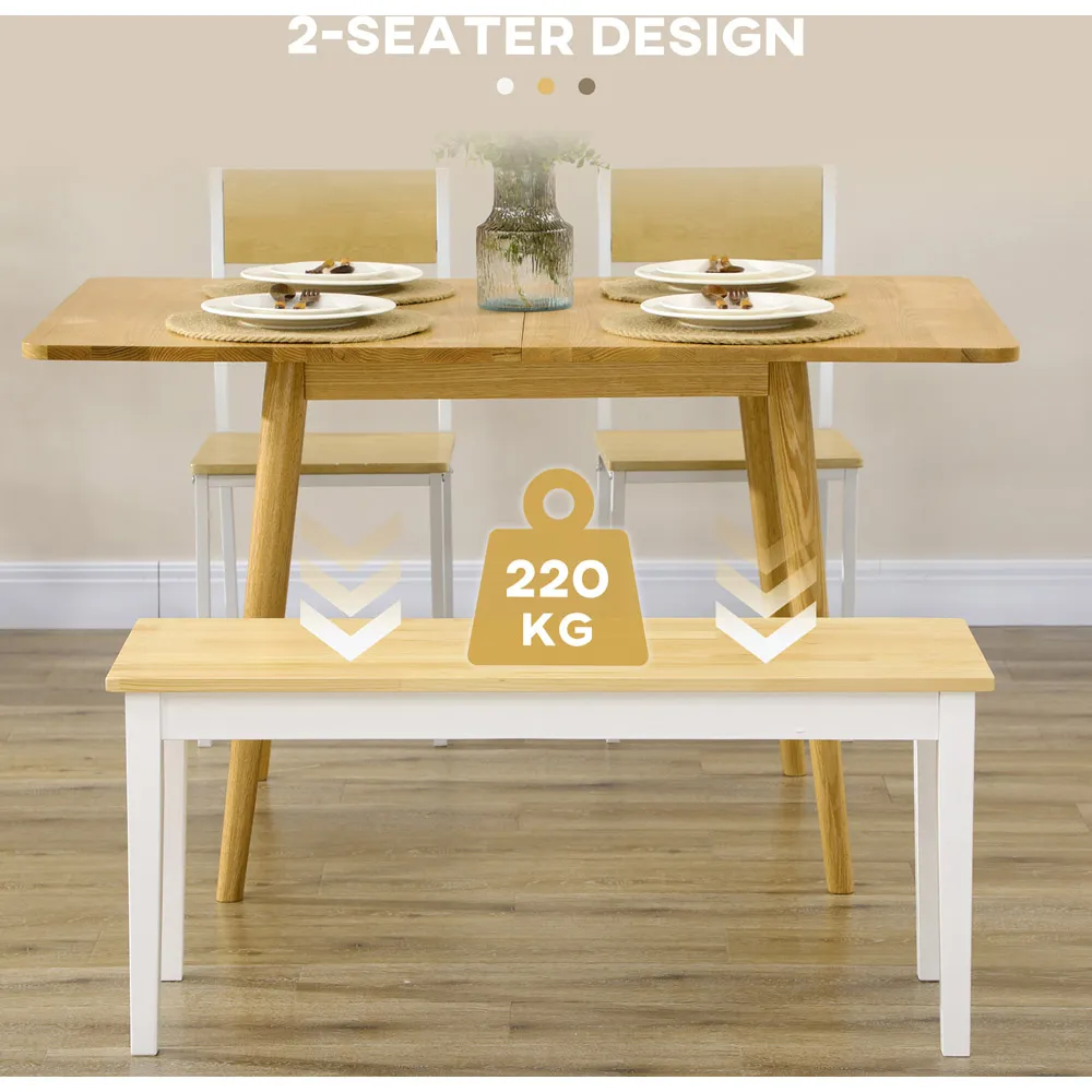 Portland 2-Seater Dining Bench - Brown, Pine Wood
