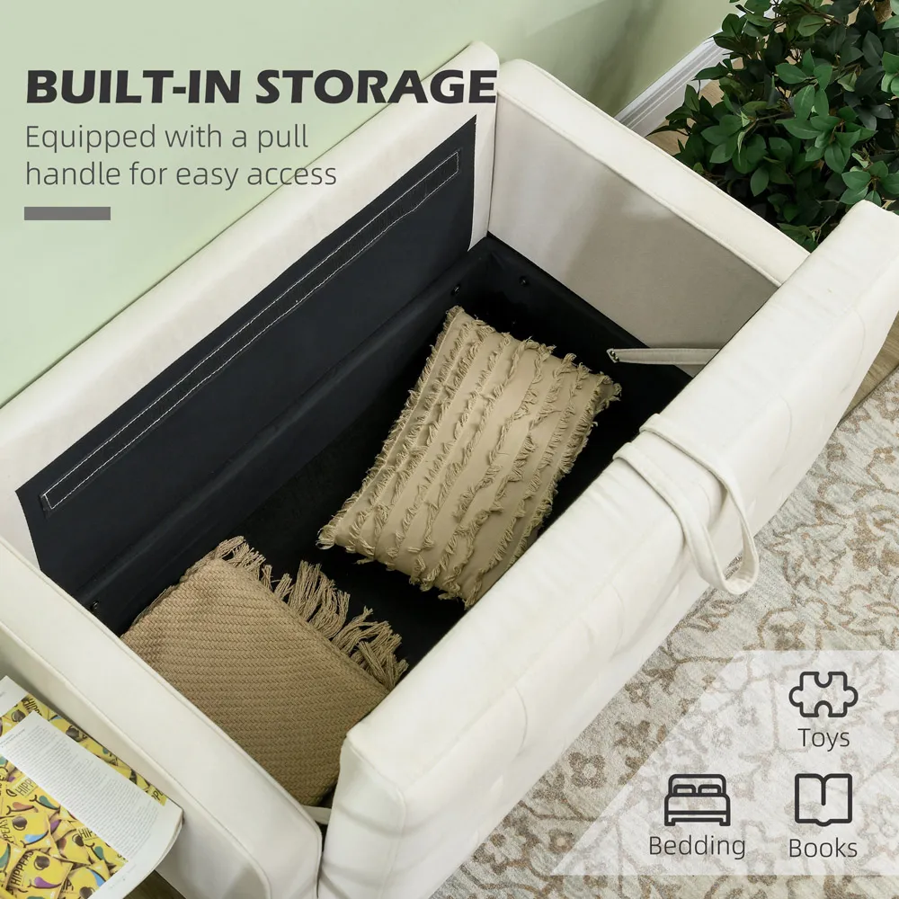 Portland 2-Seater Loveseat with Storage - White, Cotton