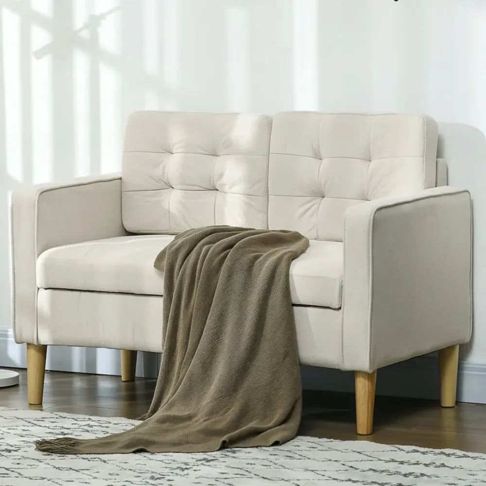 Portland 2-Seater Loveseat with Storage - White, Cotton image