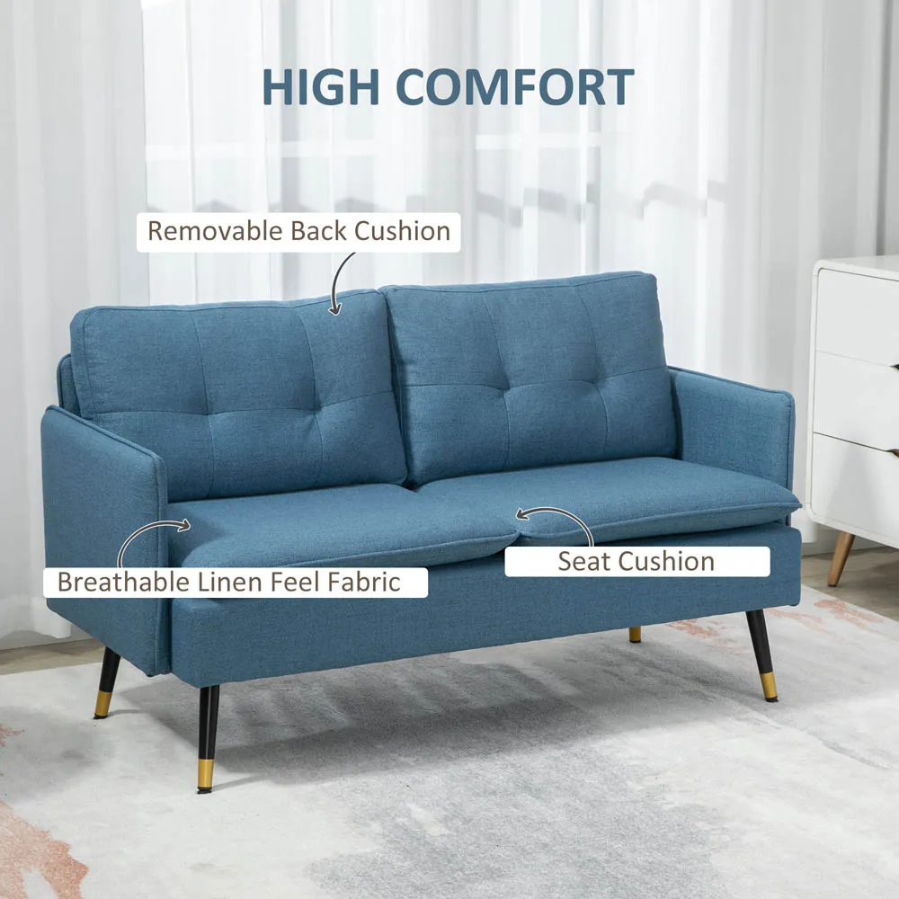 Portland 2-Seater Sofa with Button Tufting - Blue