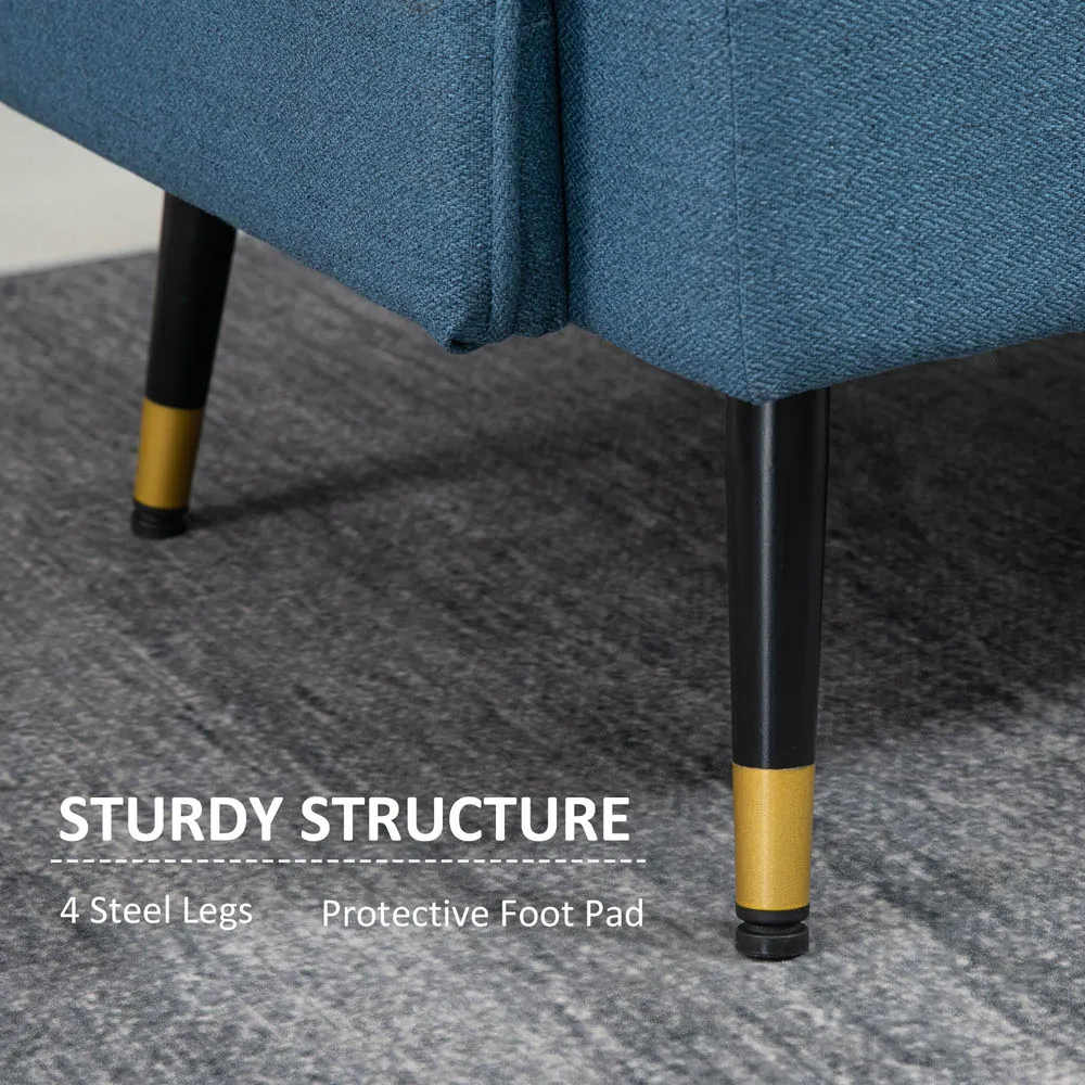 Portland 2-Seater Sofa with Button Tufting - Blue