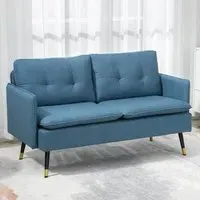 Portland 2-Seater Sofa with Button Tufting - Blue